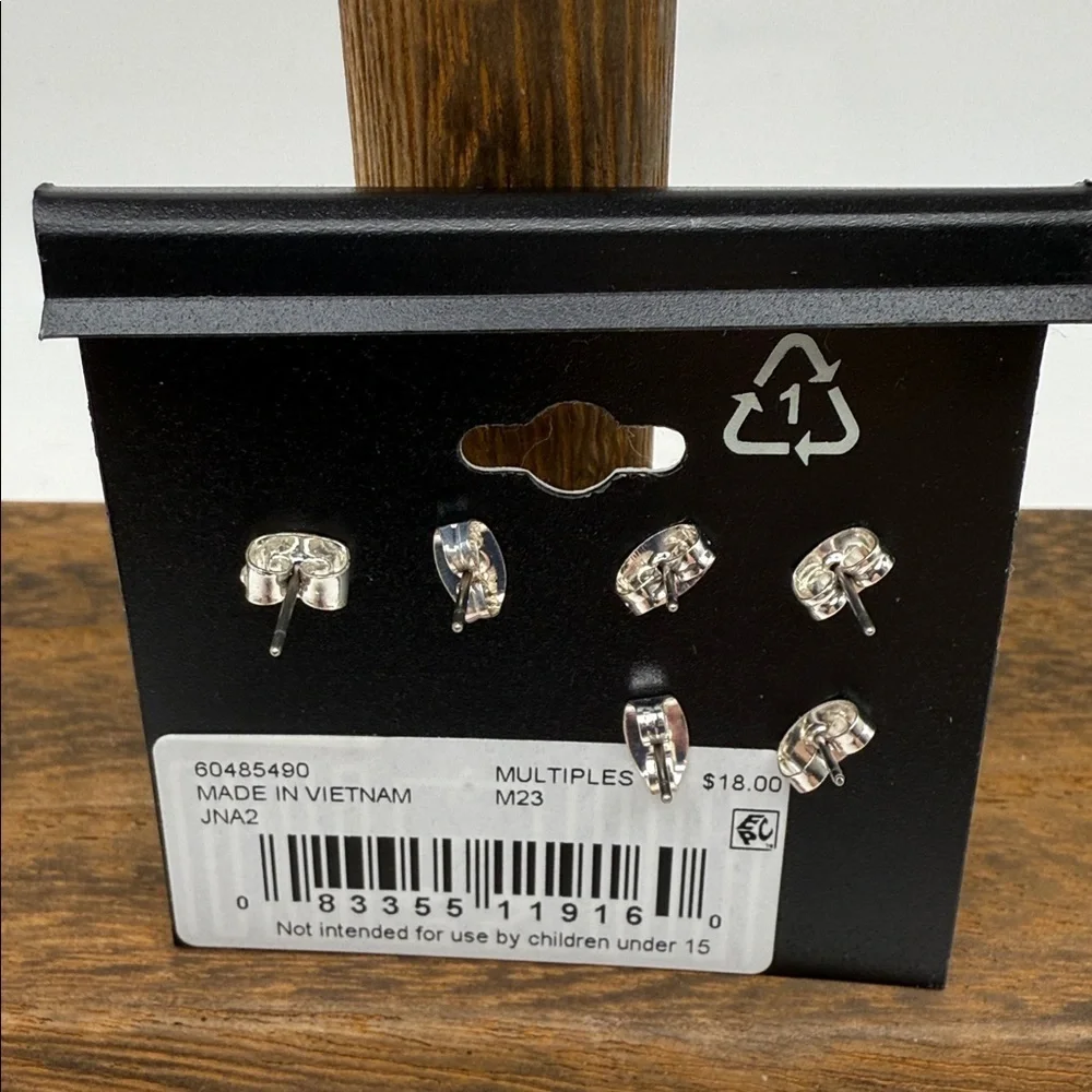 NWT Napier Silver Tone Round Stud Earrings with Colorful Simulated Crystals - Picture 2 of 3